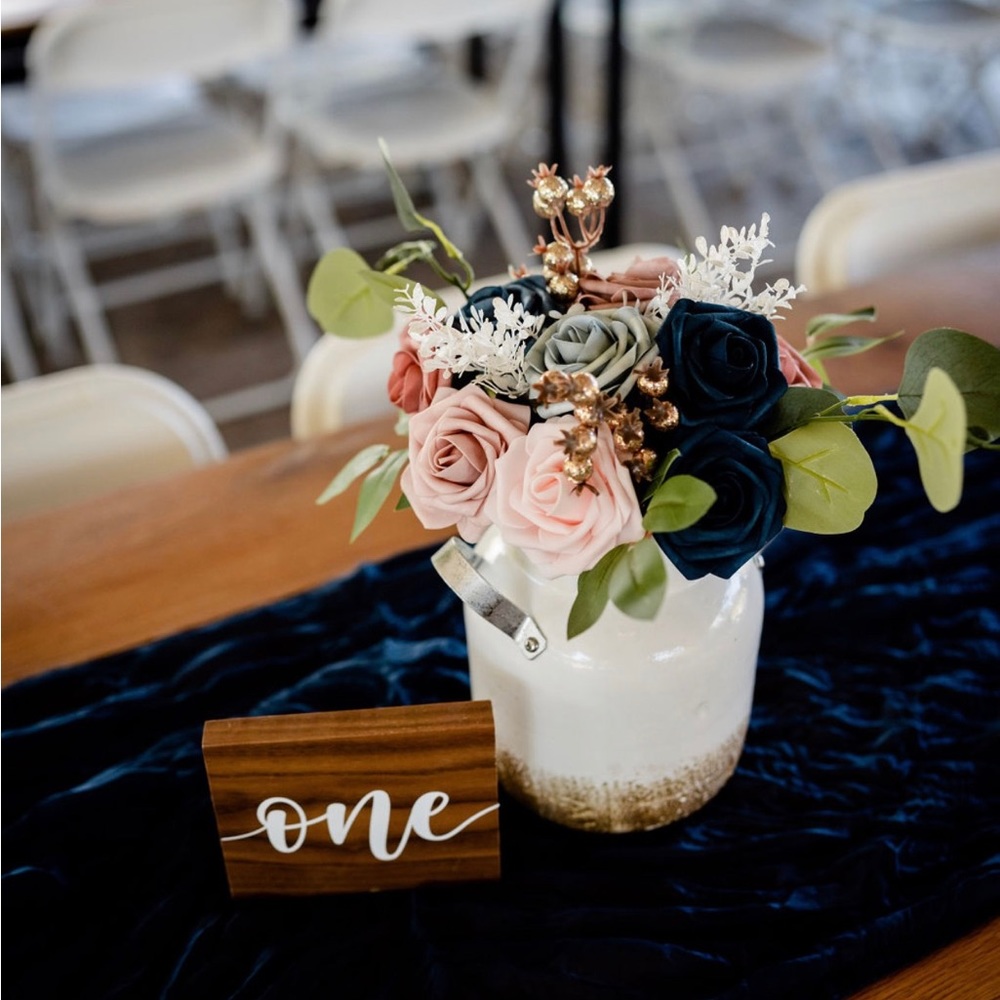 Navy and Dusty Rose Floral Arrangements
